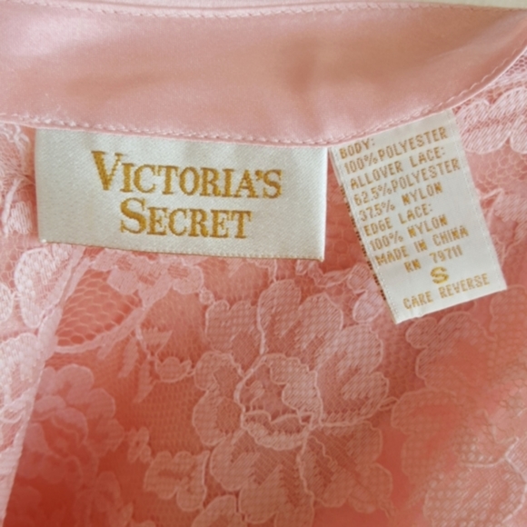 VICTORIA'S SECRET ♡ Vintage 2pc Gold Label Rose Satin 'n Floral Lace Lingerie S - Picture 15 of 17